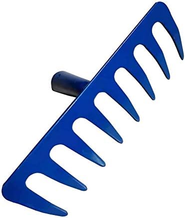8 Teeth Mini Garden Rake Replacement Head for Kids Hard Metal Hand Rake Head Only NO Handle (Blue)