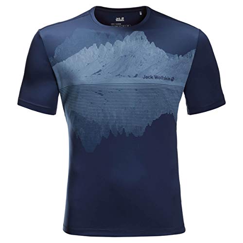 Jack Wolfskin Herren Peak Graphic T-Shirt, Dark Indigo, M