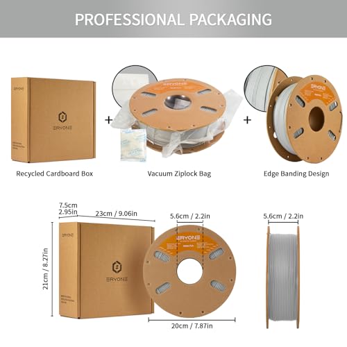 Image of ERYONE Matte 3D Printer PLA Filament 1.75 + /- 0.03mm, Matte Filament PLA 1KG(2.2LBS) Spool, Grey