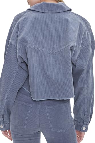 Forever 21 Women's Corduroy Frayed Cropped Shacket3