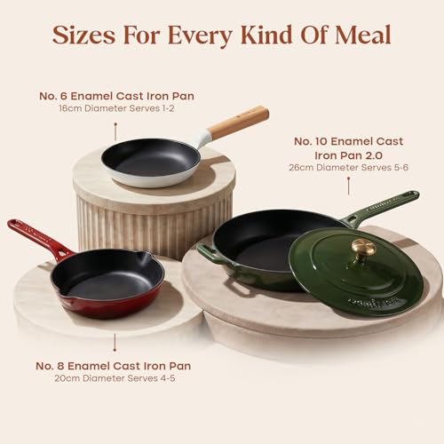 Image of CUMIN CO. Cast Iron Fry Pan | 16cm, 0.75L | Induction Base Cookware | 10 Years Warranty | Non Toxic Non Stick Small Pan for Omelette | Chemical Free Coating | No Seasoning Needed | Green