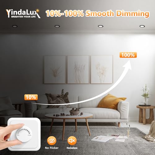 YindaLux LED reflektor do zabudowy 230 V ściemniany 5 W 550 lm czarny płaski IP44 łazienka ciepła biel
