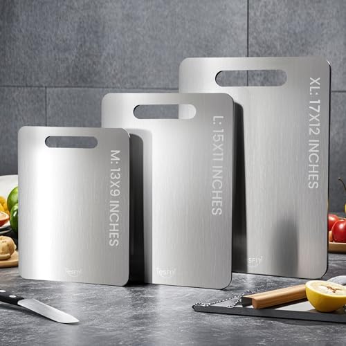 Image of 3 Pack Titanium Cutting Board-100% Pure Titanium Cutting Boards For Kitche,Easy to clean,Double-sided food-grade Cutting Board For Cutting Meats, Fruits And Vegetables,PW3