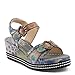 Spring Step L'Artiste Women's FLAVOUR Fashion Wrapped Wedged Sandals | Hand-Painted Leather Accents, Hook and Loop Closure Grey Multi EU 35 / US 5