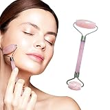 Strumento per il massaggio del viso e anti-invecchiamento con rullo in giada e quarzo rosa, strumento di bellezza per la cura della pelle, anti-rughe