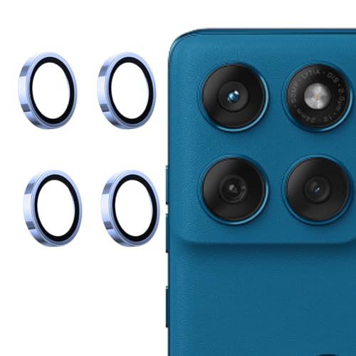 Image of ZARALA Camera Lens Frame Glass Compatible with Motorola Edge 70 Fusion Tempered Glass Aluminum Alloy Frame Individual Camera Lens Protector Cover SERA Blue