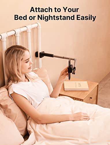 JSAUX Handy Halter mit justierbarem langem Arm für Schreibtisch & Bett, Handystütze, Mobil-Ständer, Handyhalter, Handy-Ständer, Telefonhalter kompatibel mit iPhone 15/15 Pro/15 Plus/14 etc. [Schwarz]
