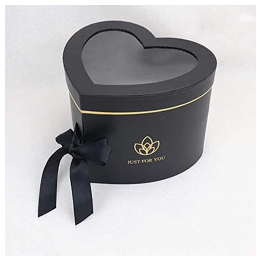 BBJ WRAPS Luxury Heart Shaped Flower Boxes with Lids Florist Double Layer Gift Paper Mache Boxes for Arrangements-9"(L) x 8"(W) x 6.5"(H) (Black)