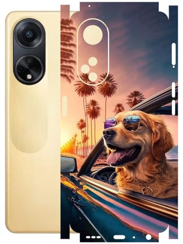 Image of AtOdds - Full Body Back Screen Guard Protector Film - Lamination Wrap Skin Sticker Compatible with Oppo F23 (5G) | Scratchproof Matte Finish (Happy Doggo)
