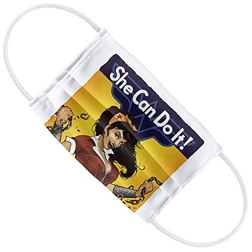 Wonder Woman Kids Bombshell 1-Ply Reusable Face Mask Covering with Adjustable Nose Wire