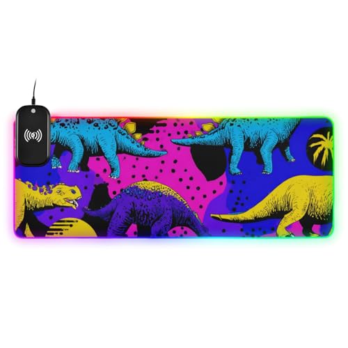 Grand tapis de souris de jeu 90x40 cm antidérapant pour setup gaming dinosaure