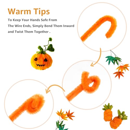 YONOVO 500 Pcs Orange Pipe Cleaners for Crafts Flowers Bulk 8mm Thick 12 inch Long, Yellow Pipecleaners Chenille Stems Fuzzy Sticks Wire Tiges Chenilles for Kids Craft Supplies (Gradient Orange) by YONOVO - Image 6