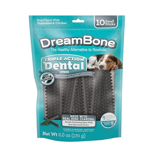 DreamBone Small Triple Action Dental Sticks Rawhide-Free Dog Treats, 10 Ct