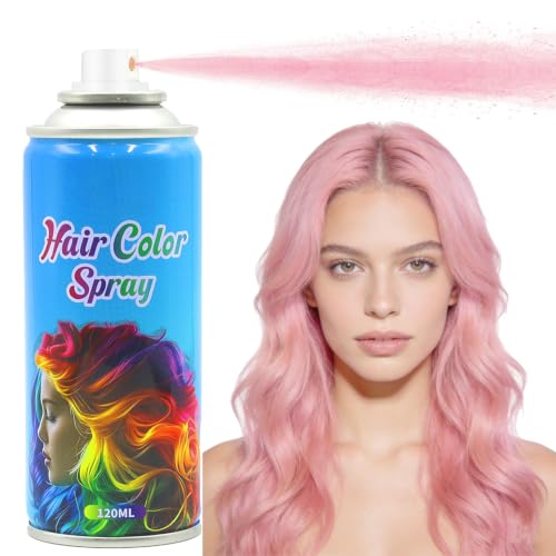 Pink Hair Dye, Pink Hair Spray, Temporary Hair Color Spray For Kids Women Men, Temporary Hair Dye, Washable & Non-Sticky Hair Wax For Cosplay Party, DIY, Christmas Party, Halloween (120 ml)
