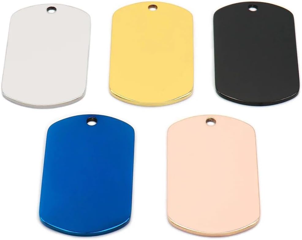100 個ブランクステンレス鋼軍事戦術タグ彫刻可能なペットの名前ネームプレートペンダントキーホルダーパーソナライズされた紛失防止ラベ