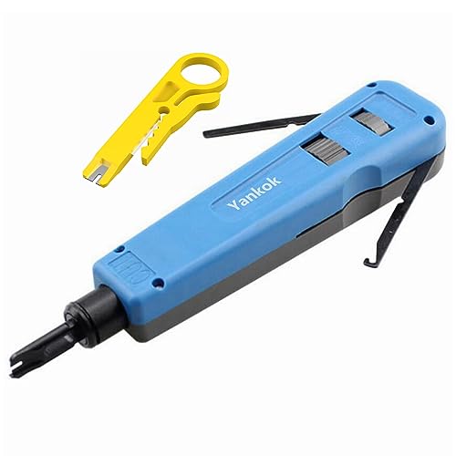 Yankok [HT914B Impact Punch Down Tool] with 110/88 Blade Swing-out Hook and Spudger Adjustable Impact Force Settings (Lo/Hi) Insert, Cut and Terminates Cable Into Patch Panels or Keystone Jack