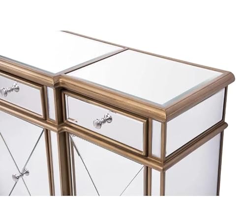 60” Euro Mirrored Reflection Andrea Hall Console Gold Trim Cabinet Dh-427-304 #TOP5