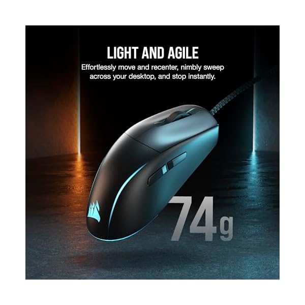 Corsair M75 Wired RGB Lightweight FPS Gaming Mouse – 26,000 DPI – Swappable Side Buttons – PC – Black - Image 7