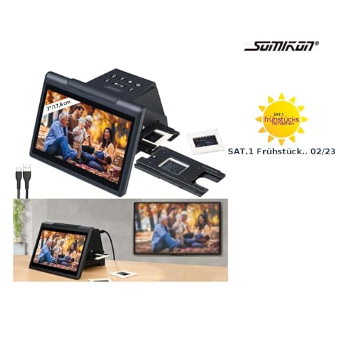 Somikon Diascanner mit Displays: Stand-Alone-Dia- & Negativscanner, Versandr&uuml;ckl&auml;ufer (Diascanner mit Dia-Magazinen, mit SD-Slots, digitalisieren)