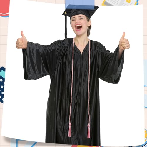 Image of TecUnite Graduation Cords Honor 2026 Polyester Yarn Decorative 67 inch Long Garland Twist Ties with Tassels for Bachelor Gown Graduation(Pink)