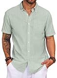 【Kombination】 Elegancity Herren Kurzarmhemd lässt sich mit Jeans, Shorts, Anzughosen, Chinos, Leinenshorts usw. kombinieren. Perfekter Urlaubsstil am Strand mit Shorts, Sonnenbrille, Hut und Segelschuhen.