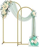 Metal Arch Backdrop Stand 2 Set (6FT/5FT), Gold Wedding Arch Frame, Balloon Arch Stand for Wedding, Baby Shower, Birthday, Ceremony, Party Decor