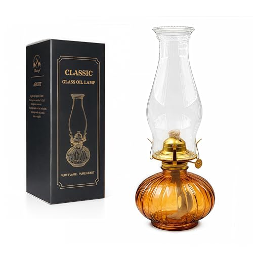 13" Large Glass Kerosene Oil Lamp, Vintage Hurricane Lantern with