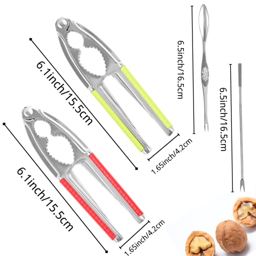 Loceast 2 Pieces Nut Crackers Heavy Duty Walnut Cracker With Non-Slip Handle Walnut Cracker For All Nuts With 6Pcs Forks Nutcracker Pecan Walnut Plier Clip Tool #TOP1