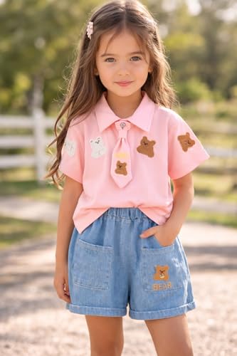 Image of Bold N Elegant Boys Polo T-Shirt and Denim Shorts with Detachable Tie Smart Casual Clothing Set for Kids | Kids Trendy Outfit