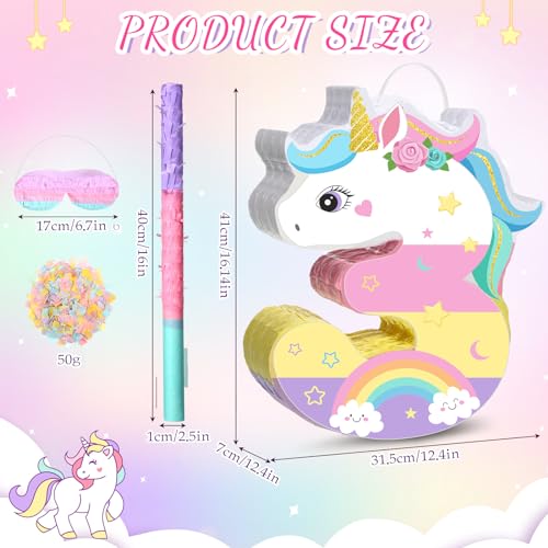 Pinata de licorne 3 ans complète pour simplifier la fête d'anniversaire