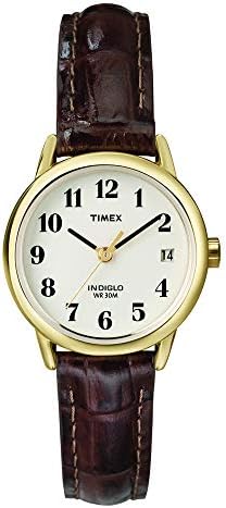 Timex Women's T2J761 Indiglo Leather Strap Watch, Honey Brown/Gold-Tone