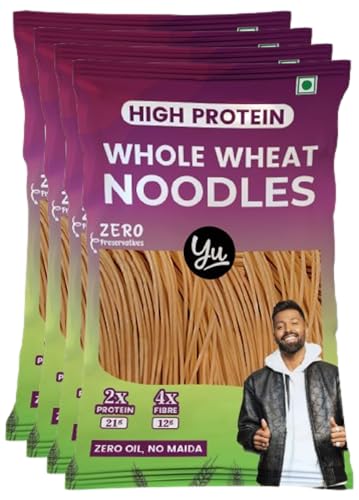 High Protein Whole Wheat Noodles - 2X Protein & 4X Fibre - Extra Long & Soft - No Preservatives & 100% Natural - Just Boil - Ready in 5 mins - Pack of 4 (150g x 4) - Yu Foodlabs (B0DDDT3LY2) Amazon Price History, Amazon Price Tracker