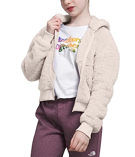 The North Face Girls' Oso Fleece Full-Zip Hooded Jacket, Gardenia White 3, X-Small