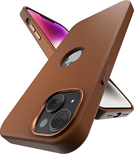 Image of Vaku Luxos Lexza for iPhone 14 Cover Case, Premium Leather, Military-Grade Protection, Slim, Thin Compatible with iPhone 14 Back Cover - Brown