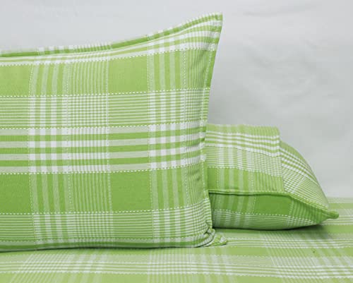 Image of AIRWILL, 200GSM Handloom Cotton Double Bedsheet with 2 Pillow Covers (Track Dobby Green)