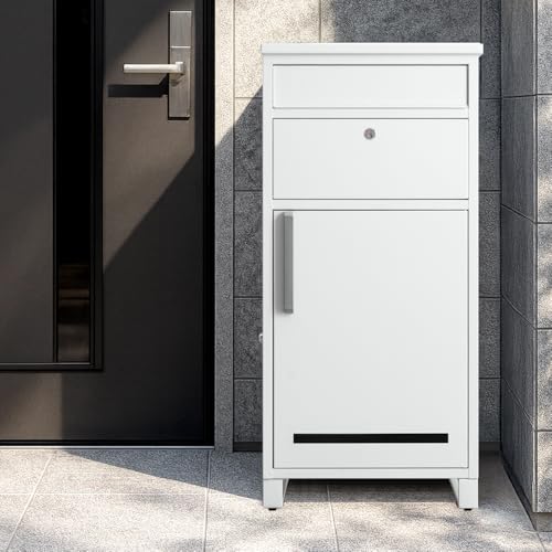 タンスのゲン 宅配ボックス ポスト一体型【縦長荷物OK！上から投函】 大容量 135L（宅配+ポスト） 案内ステッカー付 複数投函可能 防水 屋外 置き配ボックス 戸建て用 17600169(106690)