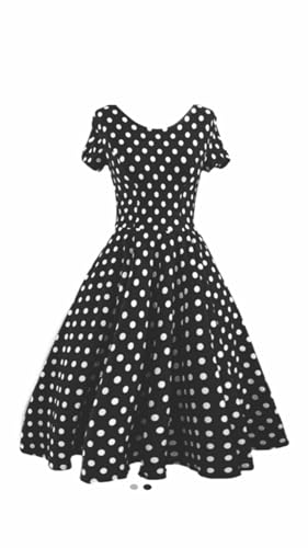 Vestido Poá Anos 60 Moda Feminina (BR, Alfa, GG, Regular, Regular, Poá Preto)