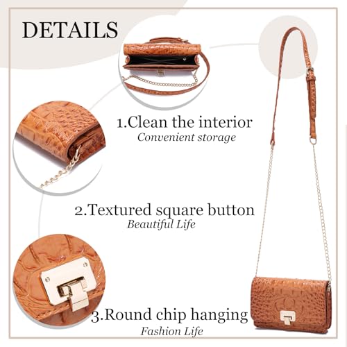 Image of Makcr Joacbv Small Crocodile Crossbody Cell Phone Purse for women Vegan Leather Clutch Wallet with Leather Shoulder Strap | Small