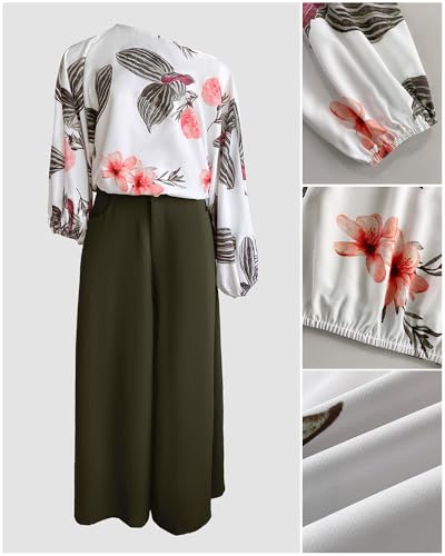 Image of CHICME Women Summer 2 Piece Outfits Off Shoulder Top Flowy Wide Leg Pants Set Vacation Travel Airport Outfits