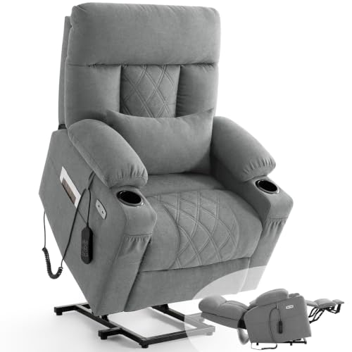 Image of Triple Motor Power Lift Recliner Chair for Elderly, Adjustable Headrest