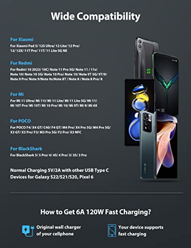 Imangoo IMANGOO-0575 Usb C Cable 6 Ft For Xiaomi 120W Hypercharge Turbo Fast Charging,6A Type C Cable Right Angle Nylon Braided Usb-C To Usb A Charger thumb #6