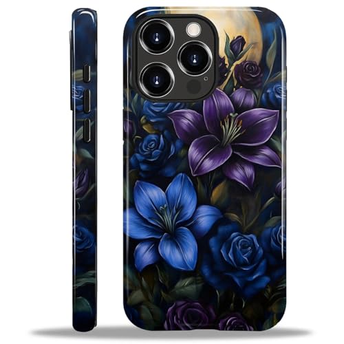 ANLUN STORE Case for iPhone 12 Pro Max, Hybrid Dual Protection Soft TPU + Hard PC Shockproof Cover Anti-Scratch & Slim Protective for Men Women Case Gothic Moonlit Floral Flower Design