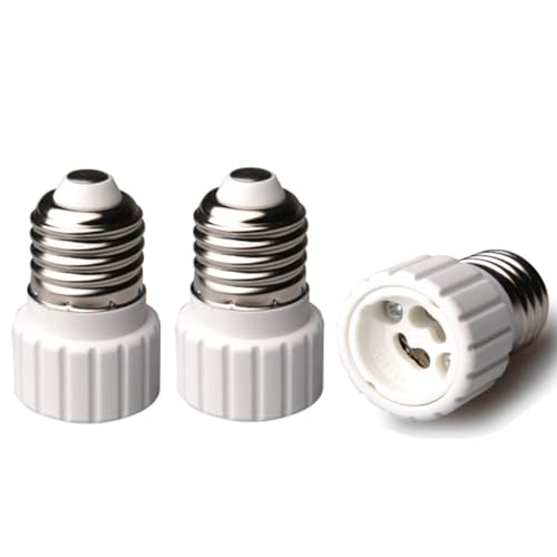 YKCGG E26/E27 to GU10 Adapter,GU10 Ceramic Socket Converters for GU10 Halogen Bulb,E26 E27 Edison Screw Socket to GU10 Bayonet Base Adapter (3 Pack)