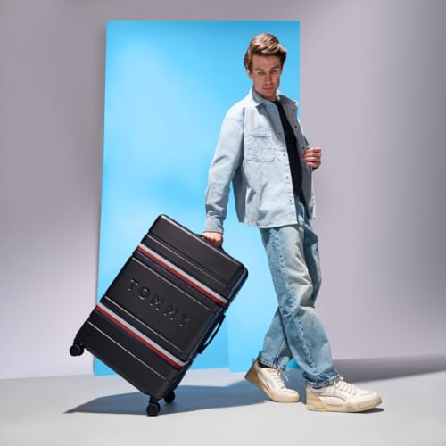Image of Tommy Hilfiger Berlin Unisex Hard Luggage - Grey, 77Cm Cargo Bag with 4 Wheel Trolley