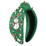 MOLOCH Christmas Headband for Women Christmas Snowman Knotted Headband Jeweled Crystal Xmas Head Band Xmas Decorations Gifts