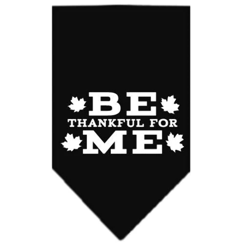 Mirage Be Thankful for Me Screen Print Dog Bandana, Large, Black