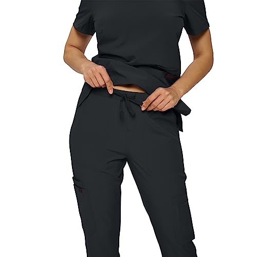 Monarch Uniforms Scrub Sets in Regular and Petite Stretchy Scrubs for Women Set of Scrub Top and Scrub pants-P-(BLACK)-L by Monarch Uniforms - Used condition - Image 3