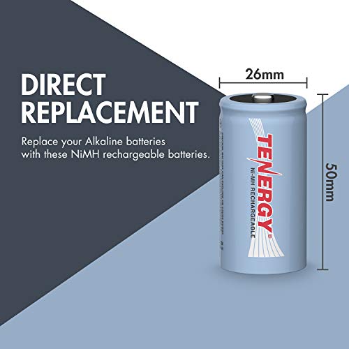 Tenergy C Size Battery 1.2V 5000Mah High Capacity Nimh Rechargeable Battery For Led Flashlights Kids Toy And More, 4 Pack #TOP1