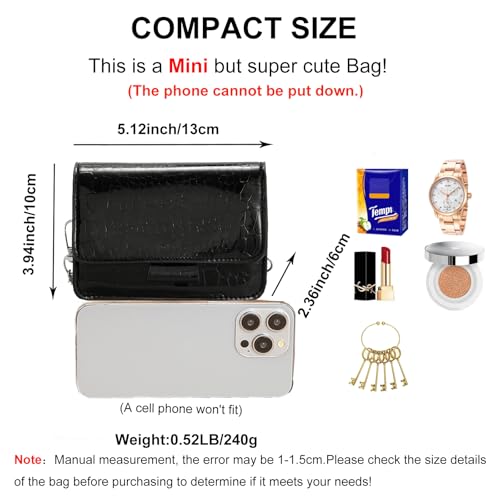 Image of Small Crossbody Purse Bag for Women,Y2K Cute Metallic Croc Handbag