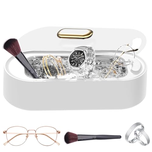 Limpiador ultrasónico 45000Hz, 380ml Limpiador de gafas Portátil ultrasónico Con 2 modos, Limpiador de gafas Limpiador ultrasónico para gafas Monedas Anillos de dedos Prótesis dentales, no, ABS